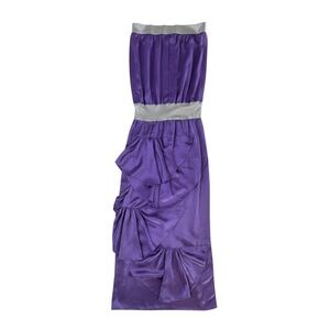 DELPHINE MURAT VINTAGE FW04 - SATIN BANDEAU LOW WAIST DRESS W SLIT -LILAC/SILVER